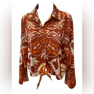 Rachel Zoe abstract pattern crop blouse size S